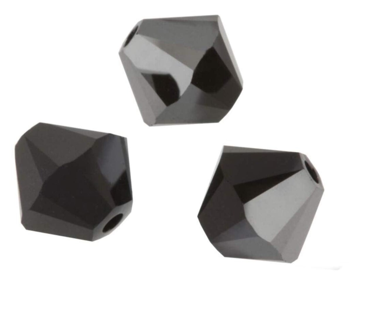 100pcs Authentic Preciosa 4mm (0.16 Inch) Small Faceted Bicone Crystal Loose Beads Jet Hematite Black Compatible with Swarovski 5301/5328 for DIY Jewelry Making Pre-B431